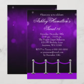 Paarse Silver Carpet Hollywood Sweet 16 Birthday Kaart (Voorkant / Achterkant)