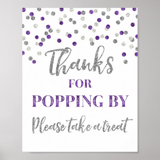 Paarse Silver Confetti Bedankt voor Popping door T Poster (Voorkant)