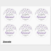 Paarse Silver Confetti Happy Retirement Ronde Sticker (Vel)