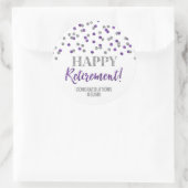 Paarse Silver Confetti Happy Retirement Ronde Sticker (Tas)