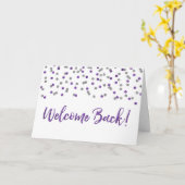 Paarse Silver Confetti Welkomstback Kaart (Gele Bloem)