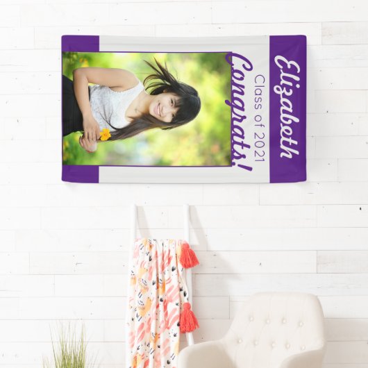 Paarse Silver Congrats One Photo Graduparty Spandoek (Insitu)