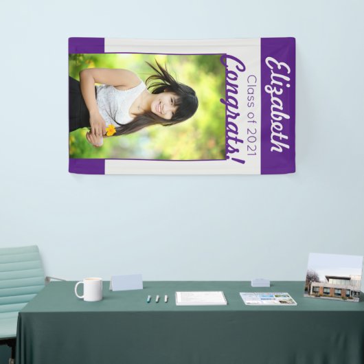 Paarse Silver Congrats One Photo Graduparty Spandoek (Beurs)