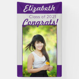 Paarse Silver Congrats One Photo Graduparty Spandoek