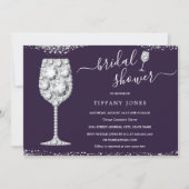 Paarse Silver Diamond Bubbly Vrijgezellenfeest Kaart (Voorkant)