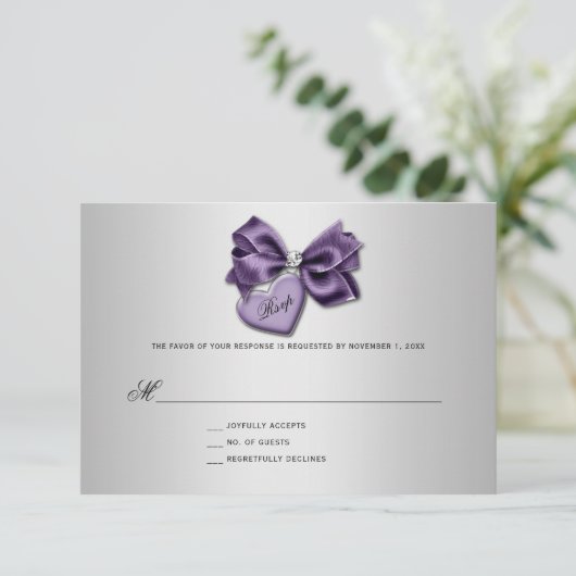 Paarse Silver Diamond Heart Locket RSVP (Staand voorkant)