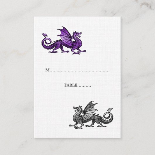 Paarse Silver Dragon Weddenschap Place Card Plaatskaartje (Voorkant)