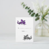 Paarse Silver Dragon Weddenschap Place Card Plaatskaartje (Staand voorkant)