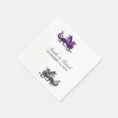 Paarse Silver Dragon Wedding Paper Napkins Servetten (Hoek)