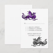 Paarse Silver Dragon Wedding Response Kaart (Voorkant / Achterkant)