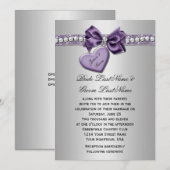 Paarse Silver Faux Ribbon Diamonds Heart Locket We Kaart (Voorkant / Achterkant)