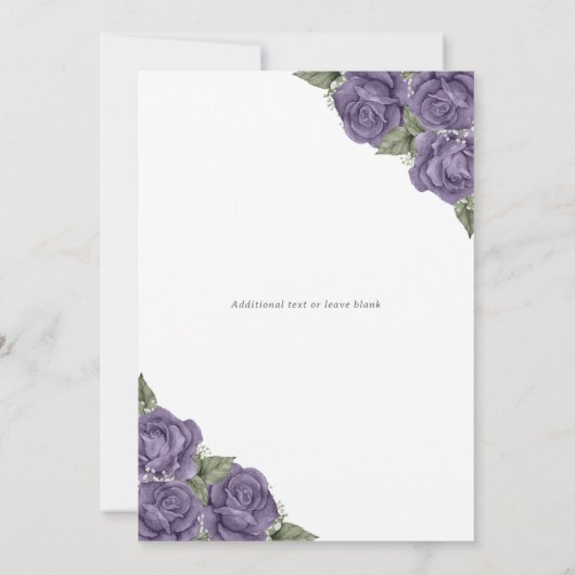 Paarse Silver Floral Foto Memorial Funeral Kaart (Achterkant)