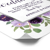 Paarse Silver Floral Green Unplugged Wedding Sign Poster (Hoek)