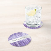 Paarse Silver Glam Tinsel Stripes Ronde Kartonnen Onderzetter (Insitu)