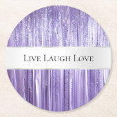 Paarse Silver Glam Tinsel Stripes Ronde Kartonnen Onderzetter (Voorkant)