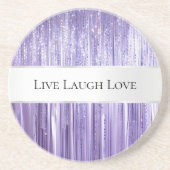 Paarse Silver Glam Tinsel Stripes Zandsteen Onderzetter (Voorkant)