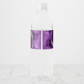 Paarse Silver Glitter Agaat Plum Wedding Waterfles Etiket (Achterkant)