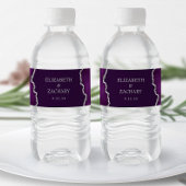 Paarse Silver Glitter Agaat Plum Wedding Waterfles Etiket