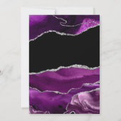 Paarse Silver Glitter Agate Wedding Kaart (Achterkant)