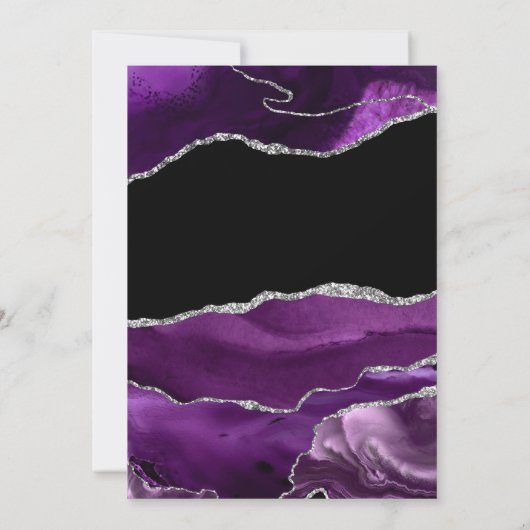 Paarse Silver Glitter Agate Wedding Kaart (Achterkant)
