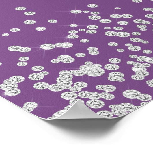 Paarse Silver Glitter Bride Groom Wedding Poster (Hoek)