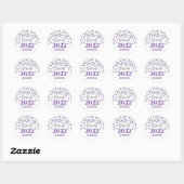 Paarse Silver Glitter Confetti Afstuderen 2022 Ronde Sticker (Vel)
