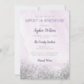 Paarse Silver Glitter Dress Sweet 16 jaar Kaart (Achterkant)