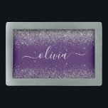 Paarse Silver Glitter Girly Glam Monogram Gesp<br><div class="desc">Paarse en Zilveren Sparkle Glitter het Monogram van het Manuscript NaamBelt sluiting. Dit maakt het perfecte afstuderen,  zoete 16 16,  18,  21,  30,  40,  50,  60,  70,  80,  90,  100 jaar,  bruiloft,  vrijgezellenfeest,  verjaardagsfeest,  baby shower of bachelorette cadeau voor iemand die van glam luxe en stijlvolle stijl houdt.</div>