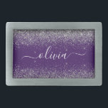 Paarse Silver Glitter Girly Glam Monogram Gesp<br><div class="desc">Paarse en Zilveren Sparkle Glitter het Monogram van het Manuscript NaamBelt sluiting. Dit maakt het perfecte afstuderen,  zoete 16 16,  18,  21,  30,  40,  50,  60,  70,  80,  90,  100 jaar,  bruiloft,  vrijgezellenfeest,  verjaardagsfeest,  baby shower of bachelorette cadeau voor iemand die van glam luxe en stijlvolle stijl houdt.</div>