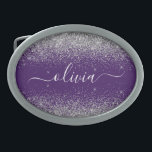 Paarse Silver Glitter Girly Glam Monogram Gesp<br><div class="desc">Paarse en Zilveren Sparkle Glitter het Monogram van het Manuscript NaamBelt sluiting. Dit maakt het perfecte afstuderen,  zoete 16 16,  18,  21,  30,  40,  50,  60,  70,  80,  90,  100 jaar,  bruiloft,  vrijgezellenfeest,  verjaardagsfeest,  baby shower of bachelorette cadeau voor iemand die van glam luxe en stijlvolle stijl houdt.</div>