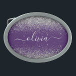 Paarse Silver Glitter Girly Glam Monogram Gesp<br><div class="desc">Paarse en Zilveren Sparkle Glitter het Monogram van het Manuscript NaamBelt sluiting. Dit maakt het perfecte afstuderen,  zoete 16 16,  18,  21,  30,  40,  50,  60,  70,  80,  90,  100 jaar,  bruiloft,  vrijgezellenfeest,  verjaardagsfeest,  baby shower of bachelorette cadeau voor iemand die van glam luxe en stijlvolle stijl houdt.</div>