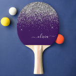 Paarse Silver Glitter Girly Glam Monogram Tafeltennisbatje<br><div class="desc">Zilveren en Paarse Sparkle Glitter het Monogram van het Manuscript Naam Ping Pong Paddle. Dit maakt de perfecte liefhebbende 16 verjaardag,  bruiloft,  vrijgezellenfeest,  verjaardagsdag,  baby shower of vrijgezellenfeest voor iemand die van luxe glam en stijl houdt.</div>