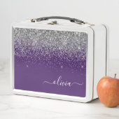 Paarse Silver Glitter Girly Monogram Naam (In situ)