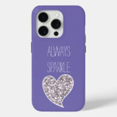 Paarse Silver Glitter Heart Case-Mate iPhone Case (Achterkant)