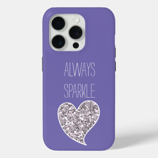 Paarse Silver Glitter Heart Case-Mate iPhone Case (Achterkant)