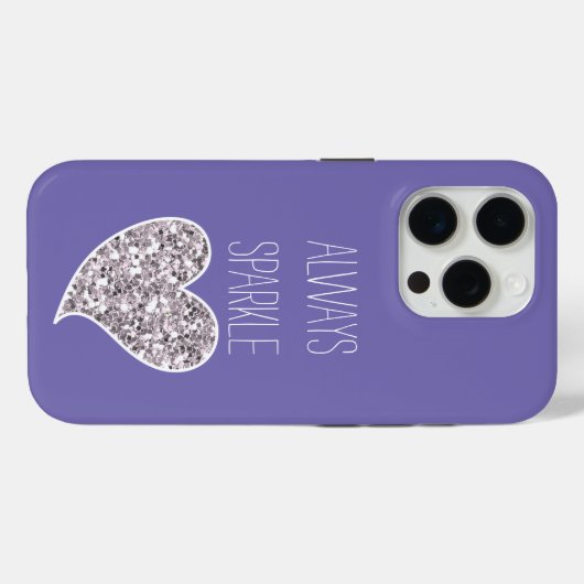 Paarse Silver Glitter Heart Case-Mate iPhone Case (Achterkant (horizontaal))