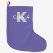 Paarse Silver Glitter letter K Grote Kerstsok (Voorkant)