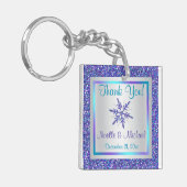 Paarse Silver Glitter LOOK Snowflakes Sleutelhange Sleutelhanger (Voorkant Links)
