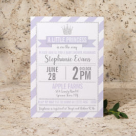 Paarse Silver Glitter Princess Birthday Uitnodigin Kaart