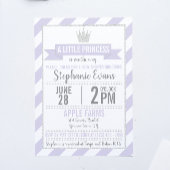 Paarse Silver Glitter Princess Birthday Uitnodigin Kaart