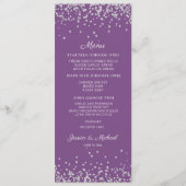 Paarse Silver Glitter Weddenschappen Menu (Voorkant)