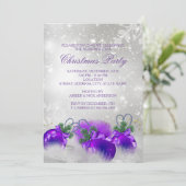 Paarse Silver Gold Holly Baubles kerst Kaart (Staand voorkant)