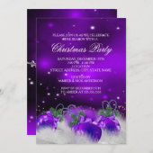 Paarse Silver Gold Holly Baubles kerstfeest 2 Kaart (Voorkant / Achterkant)