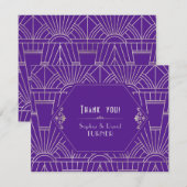 Paarse Silver Great Gatsby Art Deco Save Date Bedankkaart (Voorkant / Achterkant)