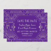 Paarse Silver Great Gatsby Art Deco Save Date Save The Date (Voorkant / Achterkant)
