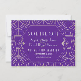Paarse Silver Great Gatsby Art Deco Save Date Save The Date