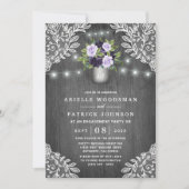 Paarse Silver Grey Bloemen Rustieke Engagement Par Kaart (Voorkant)