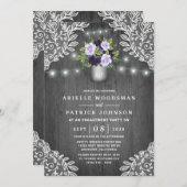 Paarse Silver Grey Bloemen Rustieke Engagement Par Kaart (Voorkant / Achterkant)