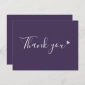 Paarse Silver Heart Script Business Bedankt Briefkaart (Voorkant / Achterkant)