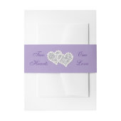Paarse Silver Hearts Wedding Uitnodigingen Wikkel (Voorkant Voorbeeld)